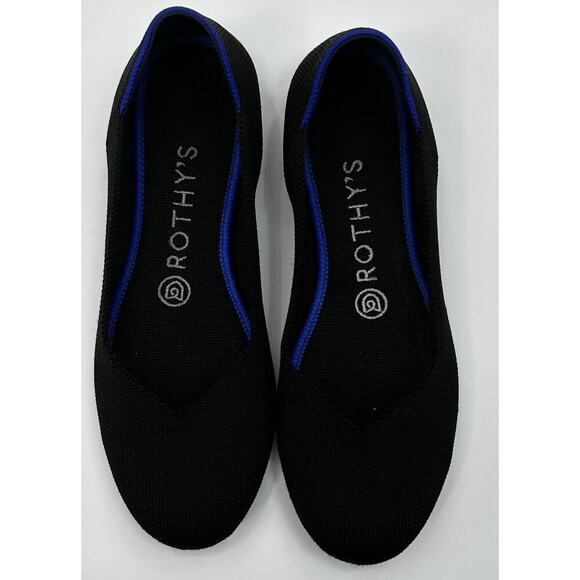 Rothy’s Womens The Point Black Flats Shoes Size 7 Knit Washable - Picture 1 of 7